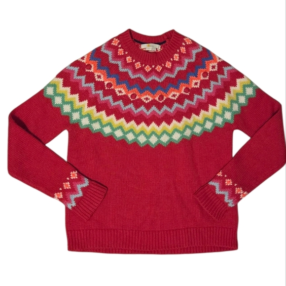 Boden Emma Fair Isle Christmas Festive Sweater Wool Colorful Red Rainbow SZ 4 - Picture 3 of 9